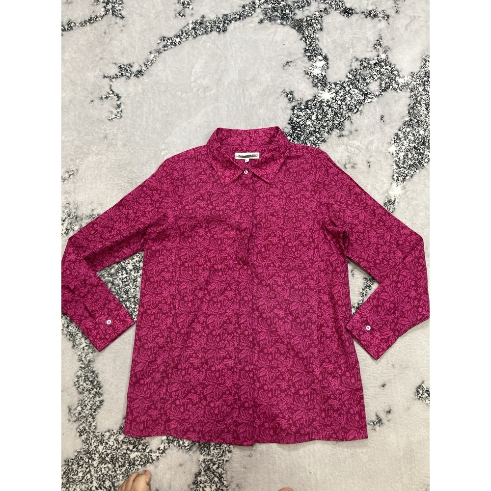 Current Elliott Pink Floral Button Up Shirt Womens Size Large Lightweight